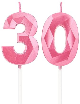 Geburtstagskerzen Zahlen 30，3D Rosa Kerzen Geburtstag für Kuchen geburtstagsdeko, Geburtstag Kerzen Zahlen, Geburtstagskerzen Kinder für Partys, Hochzeiten, Firmenfeiern, Jubiläen