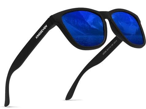 KINGSEVEN Klassische polarisierte Sonnenbrille für Frauen Männer Autofahren Angeln Sonnenbrille UV-Schutz LC759 (Black dark blue)