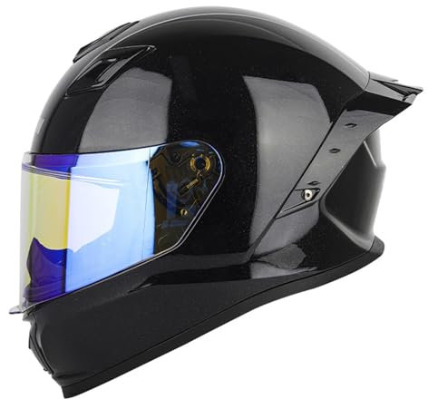 ZXJDP Integraler Motorradhelm Integralhelm DOT/ECE Doppelvisier Vollvisierhelm,Leichter Jethelm Roller-Helm Scooter-Helm Moped Mofa-Helm für Männer Frauen Unisex,Bright Black,L