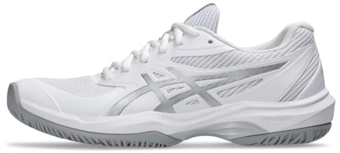 ASICS Women's Game FlyteFoam Tennis Shoes, 9, White/Pure Silver