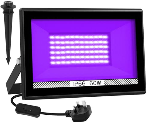 60W UV Black Lights, NATPOW UV Lights Ultraviolet Floodlights 395nm LED Outdoor IP66 Waterproof Stage Light Decoration for Fluorescent Party, Disco, Halloween, Bar, Christmas, Aquarium