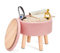 BRIAN & DANY Footstool with Storage, Small Storage Ottoman, Teddy Fleece Round Stool with Lid, Sherpa Foot Stool with Legs for Living Room Entryway, Pink
