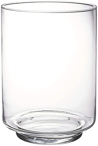 Grand vase en verre transparent avec pied - Centre de table décoratif - Base cylindrique pour décoration de fleurs