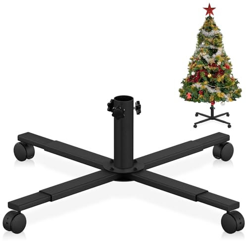 Supporto per Base Albero di Natale Artificiale, Base di Ricambio per Base per Albero di Natale con Ruota Universale per Alberi Artificiali da 2,2 m a 2,8 m, Adatto per Albero da 2-3,5 cm, Nero