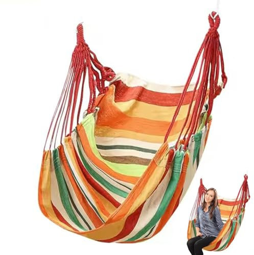 Hängemattenstuhl für den Innenbereich, großer Hängesessel für den Außenbereich, max. 227 kg, verdickter vergrößerter Canvas-Hängesessel für Studenten, Indoor/Outdoor, Schaukel für Schlafsaal und