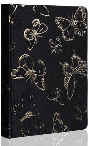 TIEFOSSI A5-Tagebuch aus besticktem Stoff für Frauen und Männer, College-Tagebücher zum Schreiben, Notizbücher mit Schmetterlings-Hardcover für die Arbeit, das Geschäft, zu Hause, die Schule