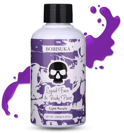 BOBISUKA Light Purple Face Body Paint Liquid Texture Washable Non Toxic Facepaint Fast Drying Foundation Makeup for Halloween Ursula Dabi Widowmaker Cosplay SFX Costume Party Large Capacity(130ml)