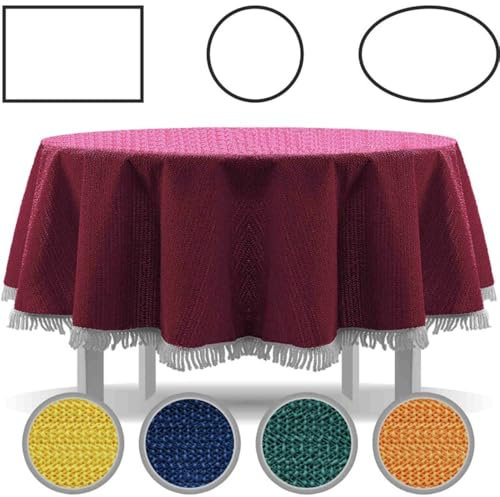Waidmeister Gartentischtdecke mit Fransen Tischdecke rund oval eckig Classic geschäumte Garten Tischdecke (Blau, 140x180cm Oval)