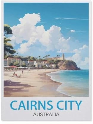 Jigsaw Puzzle 1000 Pieces,Cairns City Australia Vintage Travel Posters,paper Adult Toys Decompression Game(38x26cm)-BF1