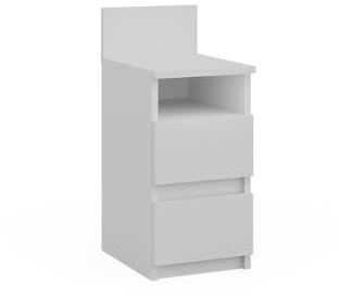 Vicco Nachttisch Monty, Nachtkommode, Weiß, 25 x 59.1 cm mit 2 Schubladen