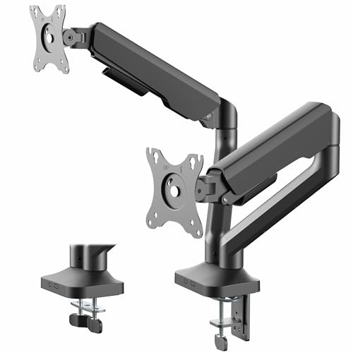 VIVO STAND-V200O Dual-Pneumatischer Arm, ultrabreite Monitorhalterung für bis zu 88,9 cm (35 Zoll) Bildschirme, hält 12 kg pro Arm, Schreibtischhalterung, Monitorständer für 2 Ultrabreite, Schwarz