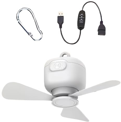Tragbarer Deckenventilator – USB-Ventilator zum Aufhängen – Deckenventilator USB verstellbar 3 Geschwindigkeiten für Pavillon, Outdoor, Terrasse
