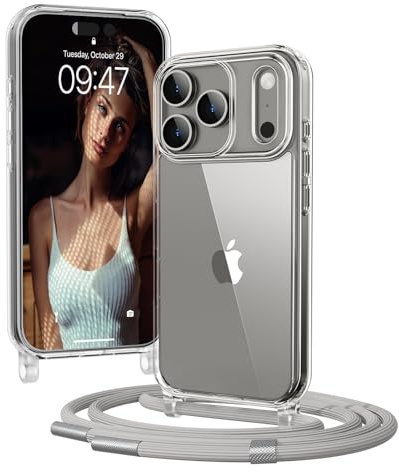 OLEPHY Handykette für iPhone 17 Pro Hülle mit Band, Silber
