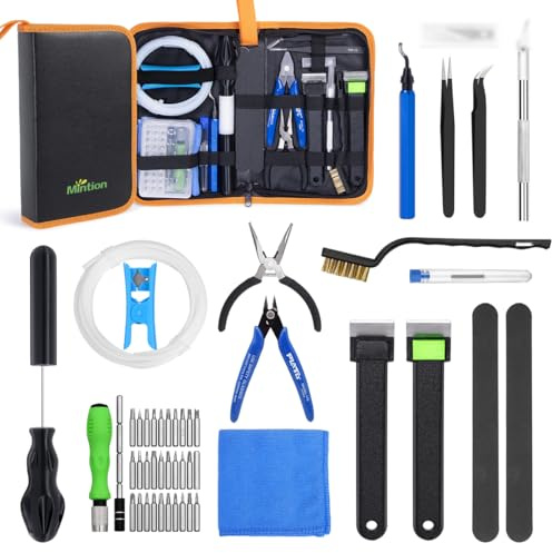 Mintion Accessori per stampante 3D, kit di strumenti per stampante 3D, include Clog Poke con detergente per ugelli per stampante 3D, raschietto speciale, tubi e taglierina in PTFE 3M, panno in