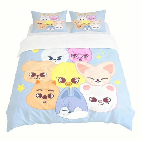 SZCIIRDM SKZ Bettwäsche Set, SKZ Bettwäsche-Set mit Cartoon-Motiv, 1 Bettwäsche 135x200 cm und 2 Kissenbezüge 80x80 cm