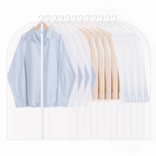 Hejo 12 Pezzi Copriabiti Antipolvere per Indumenti con Cerniera, 60X100 cm | Custodie per Abiti Traslucide, Buste per Vestiti Impermeabili, Custodia Porta Abiti per Cappotti, Camicie, Giacche, Gonne