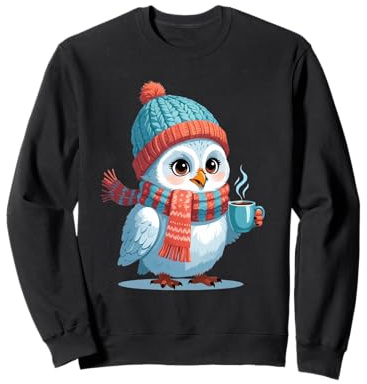 Winterliche Eule mit Mütze, Schal und Tasse Sweatshirt