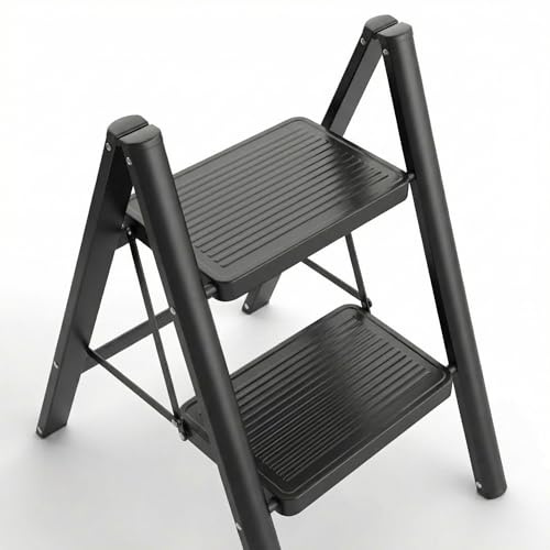 Step Ladder Foldable, Ladder with Wide Non-Slip Pedal, Step Stool with 150 kg Capacity, Home, Pantry, Indoor and Outdoor Use (2 Steps)