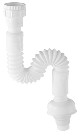 Qrity 1 PCS Plastic Drainage Pipe, Plastic Flexible Expandable Drain Pipe, for G1 1/4 Kitchen Bathroom Sink Connections, White