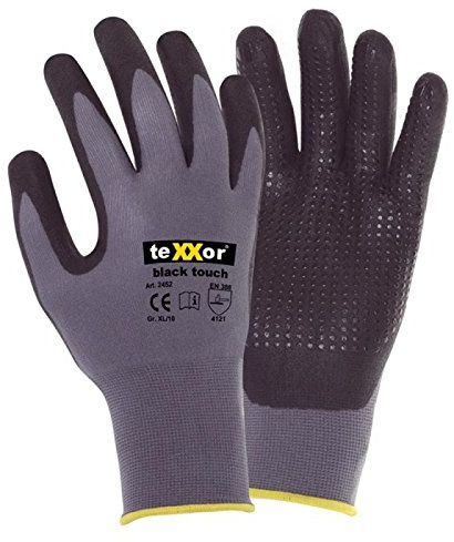 Texxor black touch Nylon Stickhandschuhe / Montagehandschuhe mit Noppen 2452 Größe S(7)