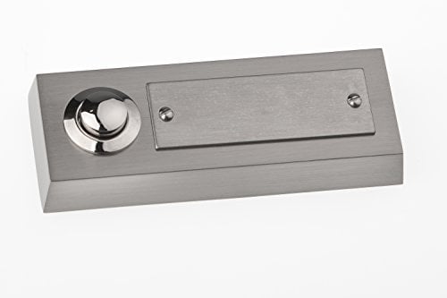 HUBER Pulsador de timbre de superficie de metal - con placa de identificación - timbre de superficie I pulsador de latón cromado - timbre puerta frontal
