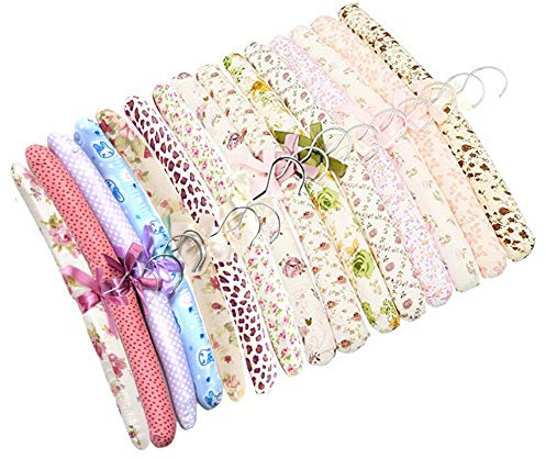 Padded Hanger, 5PCS Floral Hangers for Coat Shirt Blouse Dress Soft Hanger Rack-Random Delivery