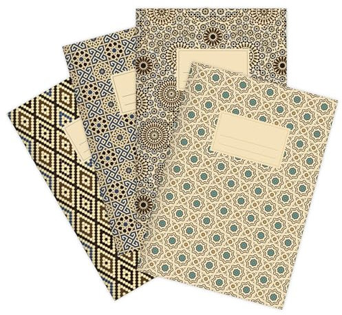 etmamu 530 4er-Set Notizhefte Muster Marokko A5 Kariert