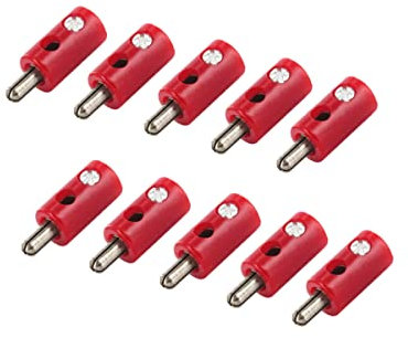 WITTKOWARE HO-Stecker/Zwergstecker mit 2,6mm Pin-Ø, Schraubanschluss, 10 Stück, rot
