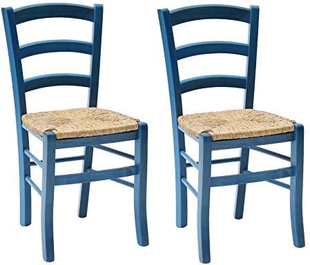 KONTE.DESIGN Set di 2 sedie CENISIA in legno, Blu, 42 x 43 x 88 cm