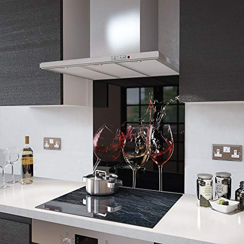 Glass Splashbacks 3 Glasses of Wine Glass - by Premier Range in 70cm Wide x 60cm High