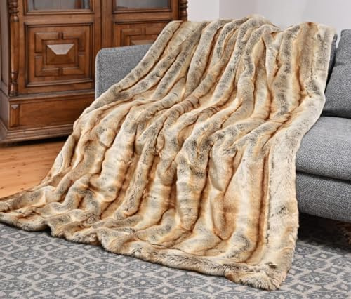 Wohnen & Accessoires Premium Felldecke (Webpelz) Wolf hell 240x260cm