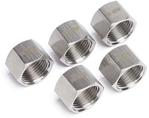 LTWFITTING Stainless Steel 316 BSP Pipe Cap Fitting 1/2-Inch BSPP Air Fuel Boat (Pack of 5)
