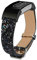 Bling Bands Kompatibel Fitbit Charge 2 Band, Frauen Armband Glänzend Glitzer Leder Ersatzbänder für Fitbit Charge 2 Armbänder (Schwarz)