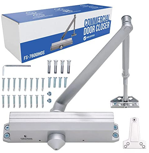 Commercial Door Closer FS-7600 HOS– Adjustable Grade 1 Commercial Standard Automatic Door with Hold-Open Mechanism – ADA Compliant –Silver Finish – Medium Traffic Areas –Fitting Instructions UL Listed