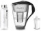 PearlCo - Glas-Wasserfilter (anthrazit) mit 1 Universal classic Filterkartusche + 1 Trinkflasche aus Glas