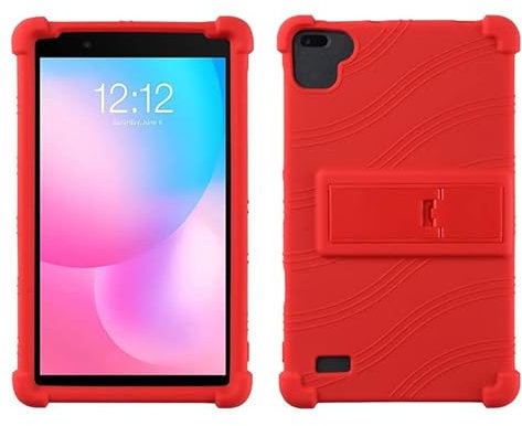 QYiD Funda para Alcatel Joy Tab 2, Funda de Silicona Suave a Prueba de Golpes Protectora Cubrir Funda para Alcatel Joy Tab 2 8-Pulgadas 2020 Model 9032Z Table, Rojo
