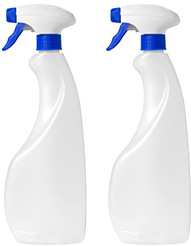 MARKESYSTEM - Botella pulverizador vacía de plástico 750ml (2 Botellas) Traslúcida y reciclable HPDE - Hogar y Profesional - Pistola para Productos químicos, líquidos, alcoholes, etc.