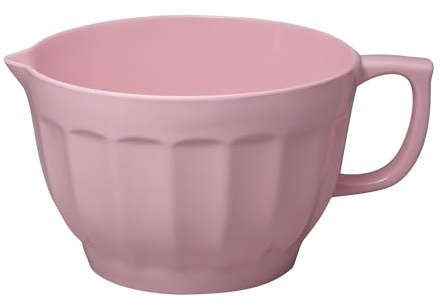 UP ware Melamin-Teigschüssel mit Ausgießer, Griff und rutschfestem Boden, Griff für einfaches Mischen und Ausgießen, Home Essentials Koch- und Backutensilien, Teigschüssel (4,3 qt, Latte Pink)