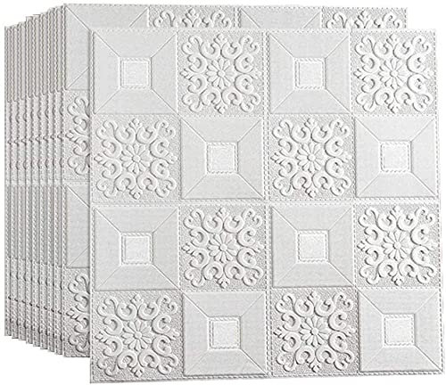 SJMFGF Lot de 10 autocollants muraux 70 x 70 cm 3D en briques blanches, panneaux muraux 3D en forme de briques, autocollants muraux imperméables (dimensions : 20 pièces)