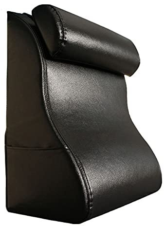CHENGH Kopfteil Rückenkissen Sofa Kissen Rückenstützkissen Lendenkissen Rückenlehne Nackenstützkissen Bett Couch Lesen Kopfkissen, Leder Schwamm Keil Kissen Für Alter Mann,Black-55×30×60cm