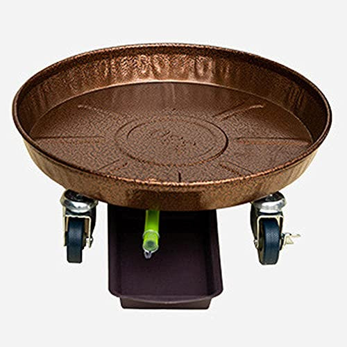 NICETOW Planta Redonda de Metal Dolly Rollers Cart, 12 polegadas Vasos Grandes Vaso de Flores Resistente para banquinhos de jardim Interno ao ar Livre Rodízios Plantador de pátio Bandeja de
