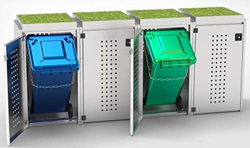 Mülltonnenbox für 4x240L Tonnen mit Pflanzenwanne, Edelstahl, Mülltonnenhaus