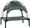 PawHut 61cm Elevated Dog Bed Cooling Raised Pet Cot UV Protection Canopy Grey