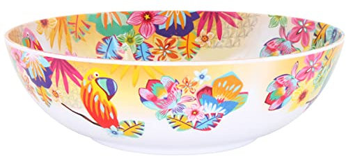 Les Jardins de la Comtesse - Grand Saladier en Mélamine - Perroquets de Bahia - 4L / Ø 31 cm - Multicolore - Service de Table de la Vaisselle Quasi-Incassable MelARTmine