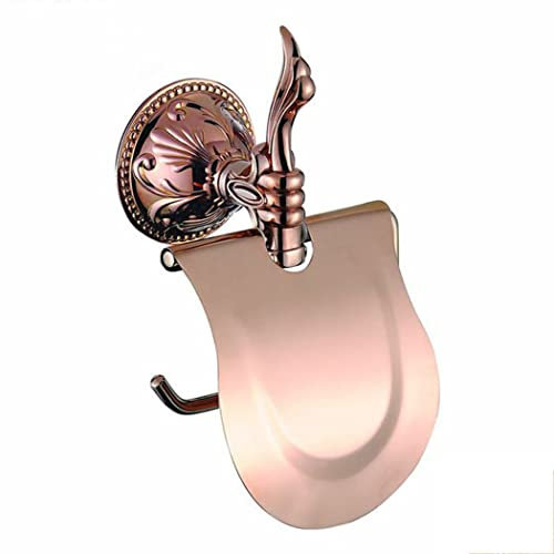 WYJRO Porta Carta Igienica,Ottone Antico Porta Carta igienica,Porta Carta igienica da Parete,Porta Rotoli Cartaigienica Bagno,Accessori Bagno Moderni,Rose Gold