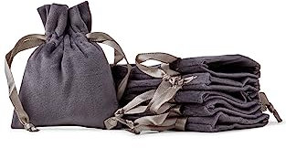Soul Projekt Velvet Bags Deep Grey 7x9cm x10 Velvet Gift Bags, Jewellery Pouches, Drawstring Bag for Wedding Party, Valentines, Small Favour Bag, Velvet Pouch All Occasions