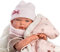 Llorens 1073882 Babypuppe Nica mit blauen Augen und Vinyl-Körper, Puppe inkl. Kapuzenjacke, rosa Outfit und Decke, 40cm