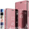 PingGoo Custodia per Huawei Mate 20, Specchio Case con Placcatura a Fogli Mobili, Custodia Protettiva per Telefono Antiurto Trasparente PC/PU Cover per Huawei Mate 20, Oro Rosa