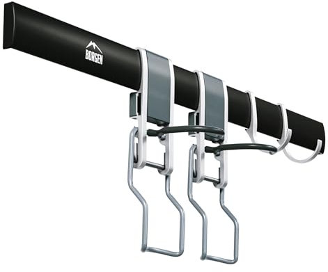 Borgen Bike Wall Mount - Bike Rack Garage - Expandable Bike Storage Solution with Steplessly Adjustable Bike Hooks and Hooks for Accessories