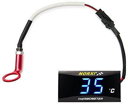 Termómetro de cabeza de cilindro norxi Termómetro del motor con adaptador de sensor de sonda de 10 mm y 14 mm (Azul, 14 mm)